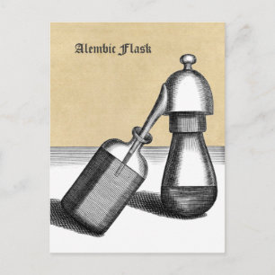Alembic Flask Mittelalterlicher Alchemy-Labrador Postkarte