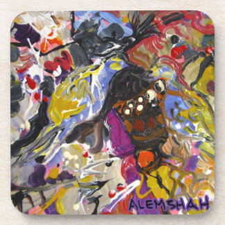 Alemshah abstraktes Untersetzer-Set - blaues Jay Untersetzer