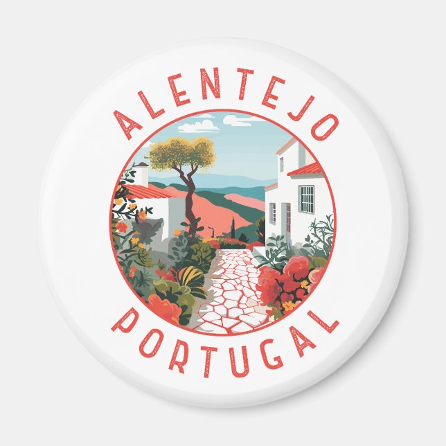 Alentejo Portugal Retro Distressed Circle Magnet (Vorne)