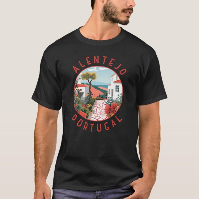 Alentejo Portugal Retro Distressed Circle T-Shirt (Vorderseite)