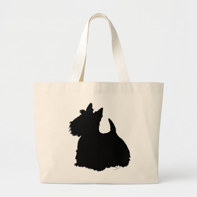 Alert Scottish Terrier Silhouette Jumbo Stoffbeutel (Vorne)