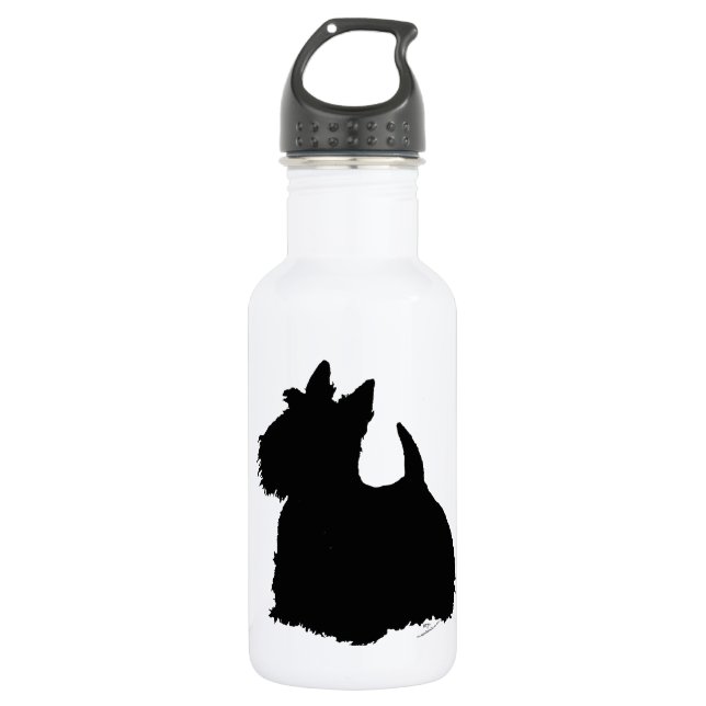 Alert Scottish Terrier Silhouette Trinkflasche (Vorderseite)