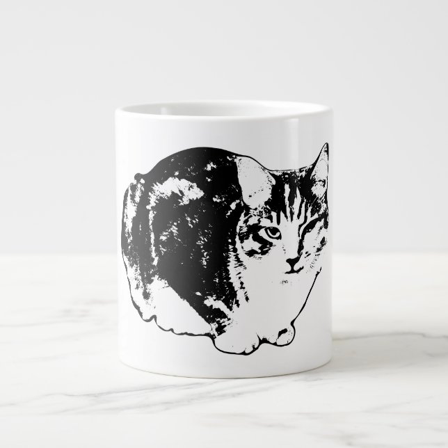 Alert Tabby Cat Ink Portrait Tasse (Vorderseite)