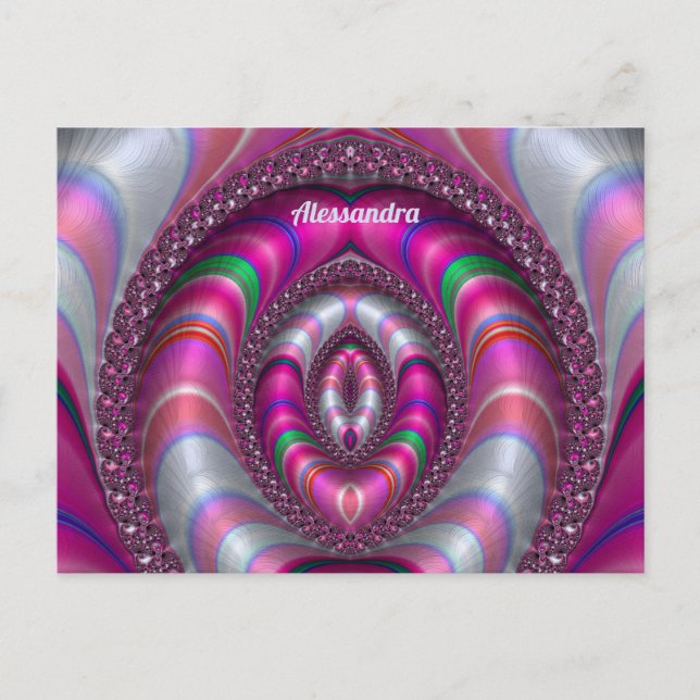 ALESSANDRA ~ PINK 3D Fraktal Design ~ Postkarte (Vorderseite)