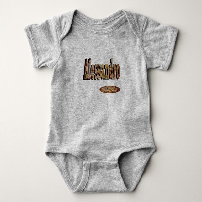 Alessandro, Name, Logo aus Pizza, Baby Strampler (Vorderseite)