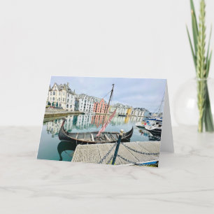 Ålesund Town in Norwegen, Blank Greeting Card Dankeskarte