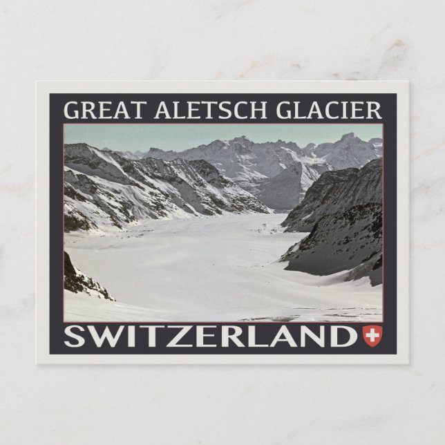 Aletsch Glacier - auf schwarz Postkarte (Vorderseite)