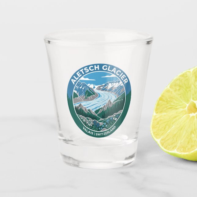 Aletschgletscher Schweiz Schnapsglas (Vorderseite)