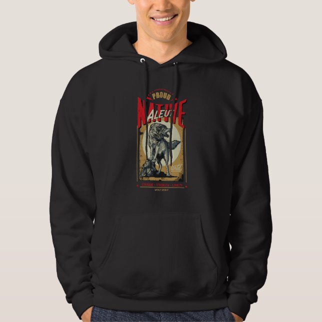 Aleut Native American Indian Geborener Wolf-Geist  Hoodie (Vorderseite)