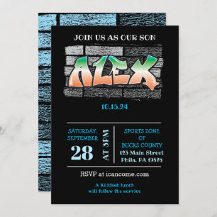 ALEX Ihr Name Graffiti Brick Wall Paint Spritzer Einladung