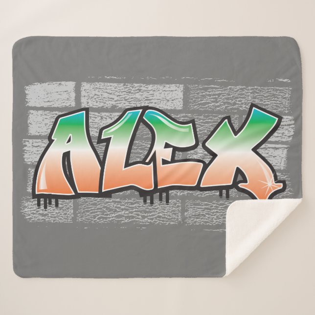 ALEX Ihr Name Graffiti Brick Wall Paint Spritzer Sherpadecke (Vorderseite (Horizontal))