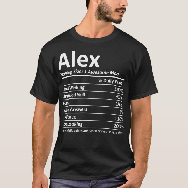 ALEX Nutrition Funny Birthday Personalisiert Name T-Shirt (Vorderseite)
