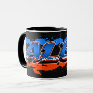 Alex Vorname Name Graffiti blue orange Tasse