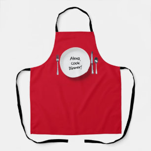 Alexa-Befehl auf weißem Teller Schürze