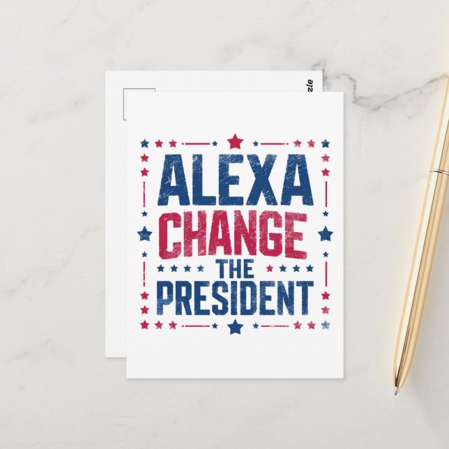 Alexa Change the President Funny Political Postkarte (Vorderseite/Rückseite Beispiel)