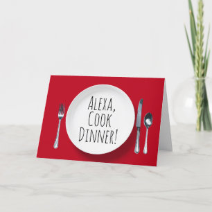 Alexa Command white dinner plate birthday Karte