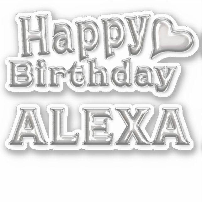 Alexa Happy Birthday silver Aufkleber Sticker (Vorderseite)