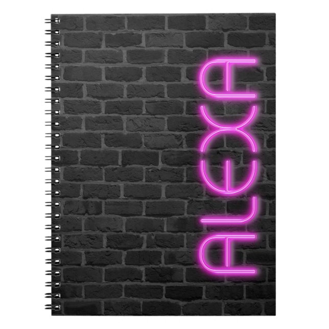 ALEXA in PINK Neon Lights Notebook Notizblock (Vorderseite)