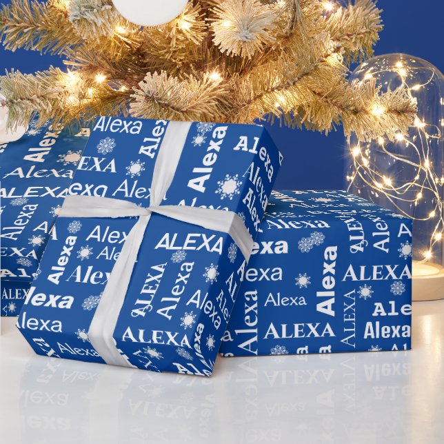 Alexa Individuelle Name mit Schneeflocken Geschenkpapier (Feiertage)