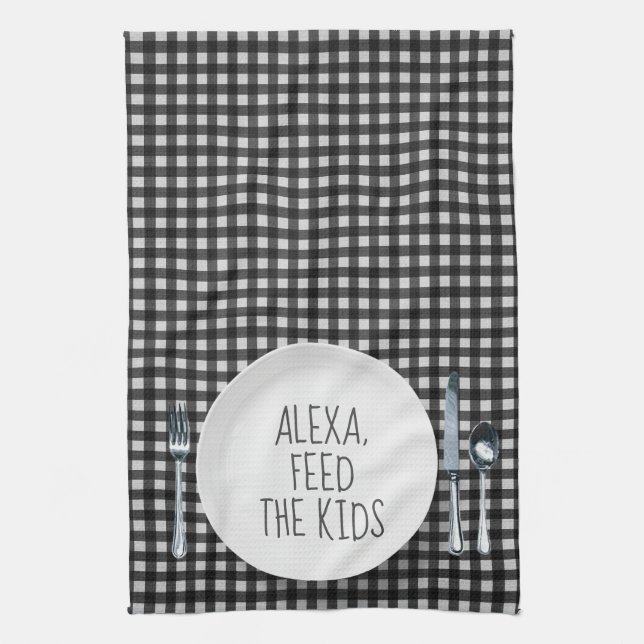 Alexa-Kommandant-Humor Geschirrtuch (Vertikal)