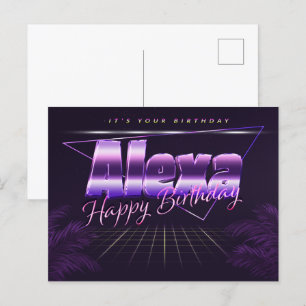 Alexa Name Vorname lila Postkarte Geburtstag