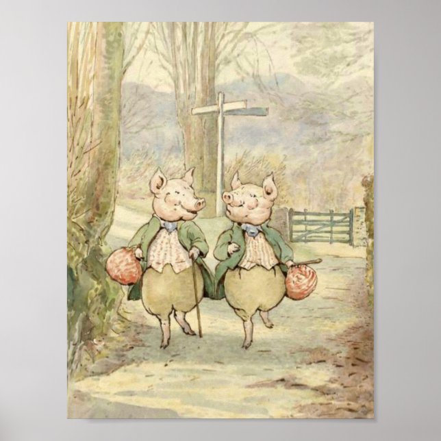 Alexander and Pigling Bland von Beatrix Potter Poster (Vorne)