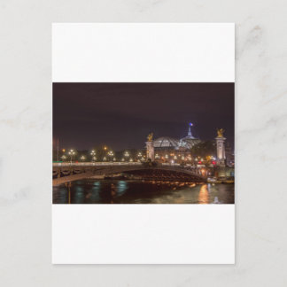 Alexander Brücke und Grand Palais am Abend Paris Postkarte