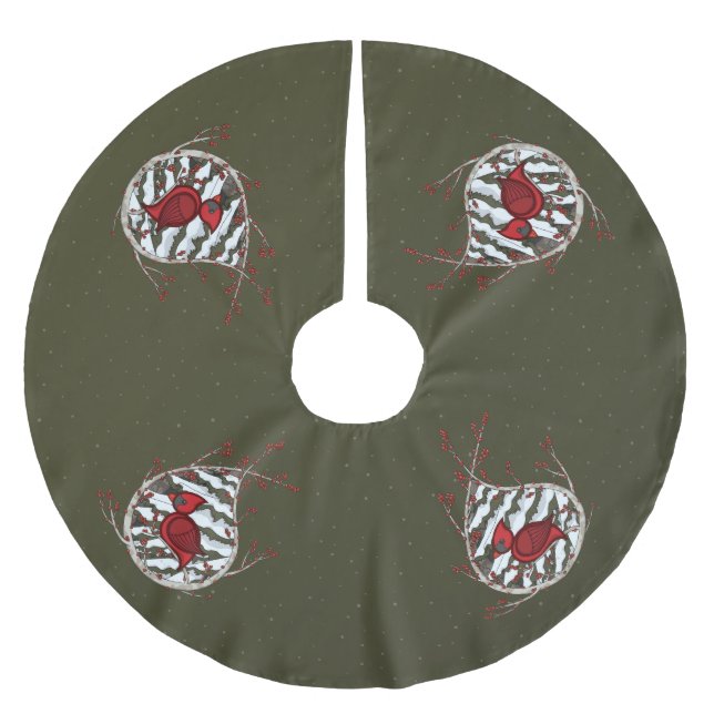 Alexander der Kardinal Tree Skirt Polyester Weihnachtsbaumdecke (Vorderseite)