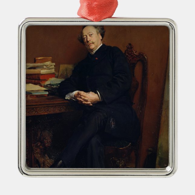 Alexander Dumas Fils 1877 Silbernes Ornament (Vorne)