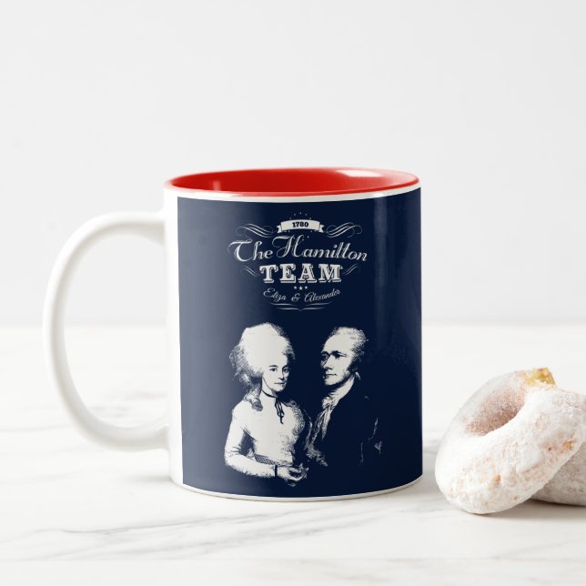 Alexander Hamilton, Eliza. Geschichtsgeschenke. Zweifarbige Tasse (Mit Donut)