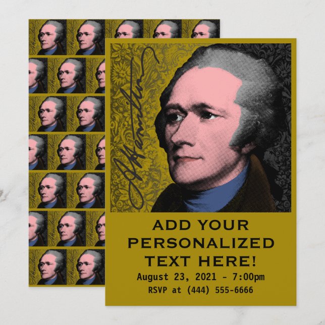 Alexander Hamilton Pop Art Portrait Einladung (Vorne/Hinten)
