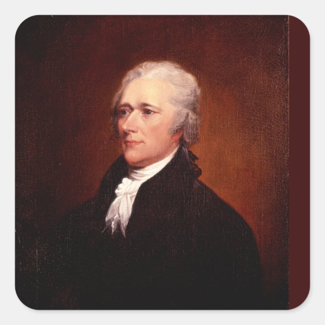 Alexander Hamilton Quadratischer Aufkleber (Vorderseite)