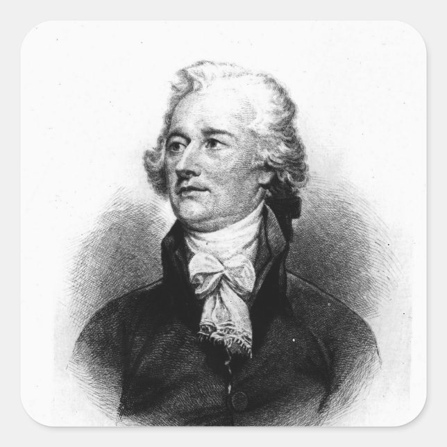 Alexander Hamilton Quadratischer Aufkleber (Vorderseite)
