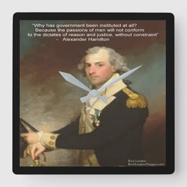 Alexander Hamilton & "Warum Regierung" Wall Clock Quadratische Wanduhr (Vorderseite)
