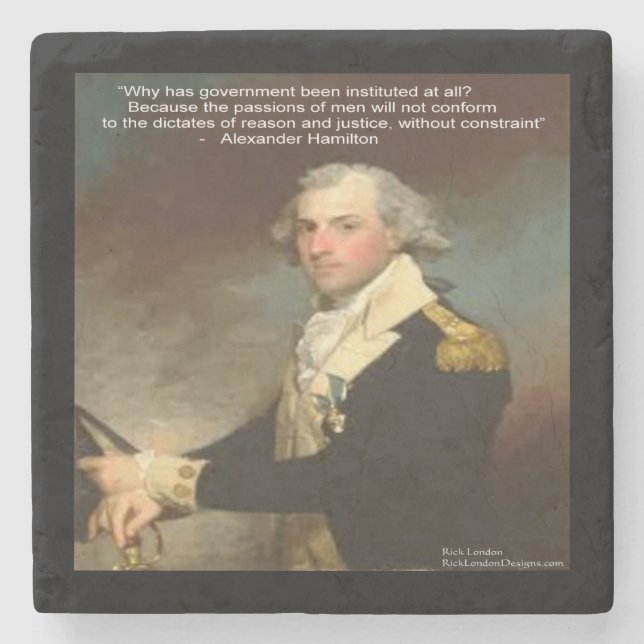 Alexander Hamilton & Zitat Stein Untersetzer (Vorderseite)