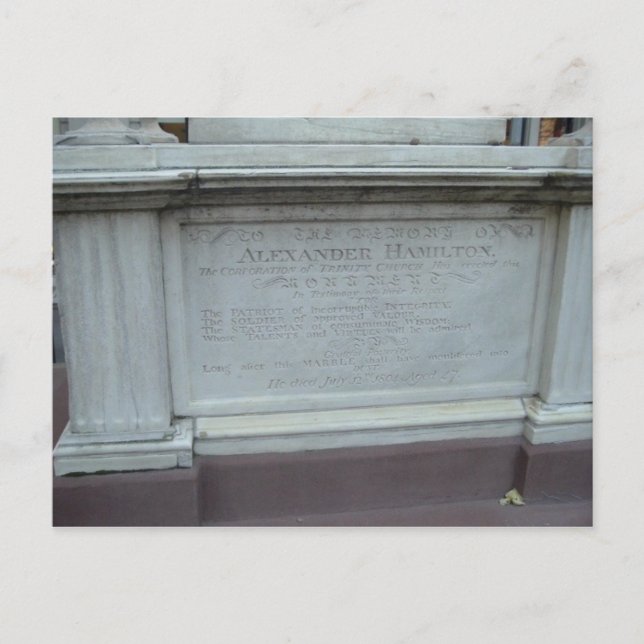 ALEXANDER HAMILTON'S GRAVE POSTKARTE (Vorderseite)