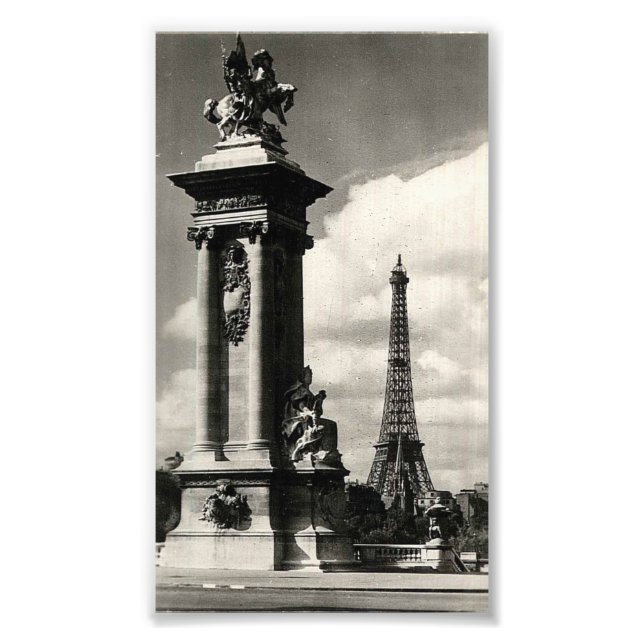 Alexander III Bridge und Eiffelturm in Paris Fotodruck (Vorne)