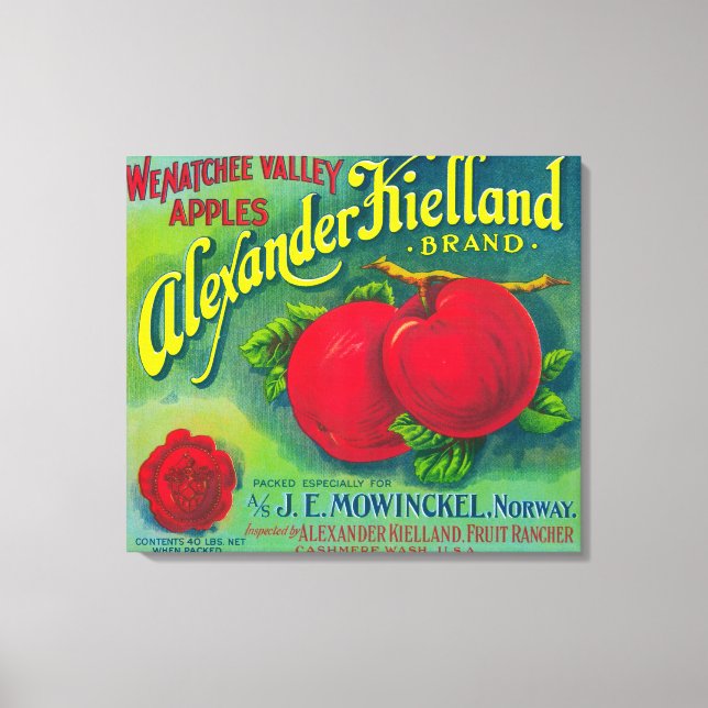 Alexander Kielland Apple Label - Cashmere, WA Leinwanddruck (Vorderseite)