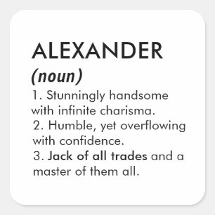 Alexander Name, Bearbeitbarer Name, Benutzerdefini Quadratischer Aufkleber