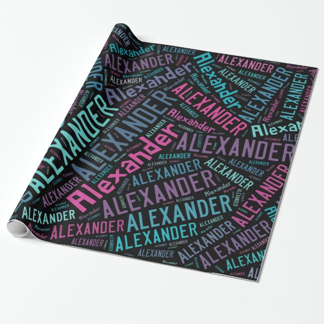 ALEXANDER Namenstext-Design - Hintergrund ändern Geschenkpapier (Ungerollt)