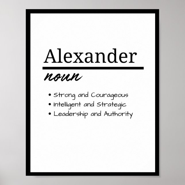 Alexander, Personalisierte Bezeichnung für Junge Poster (Vorne)
