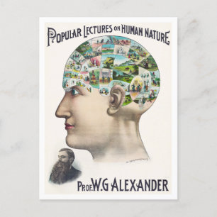 Alexander Phrenology Lecture Werbung Postkarte