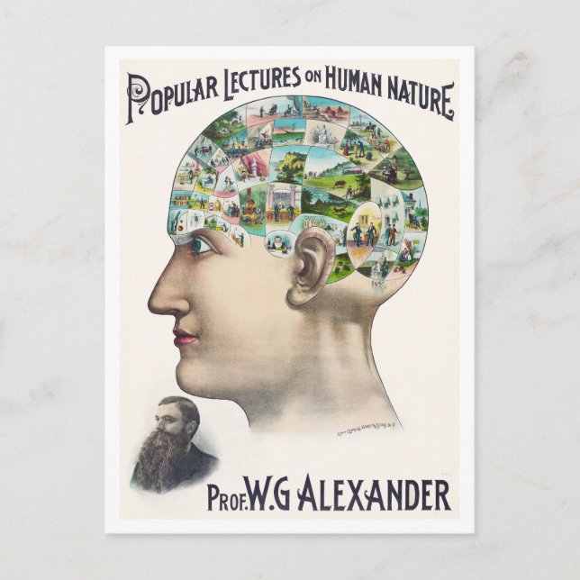 Alexander Phrenology Lecture Werbung Postkarte (Vorderseite)