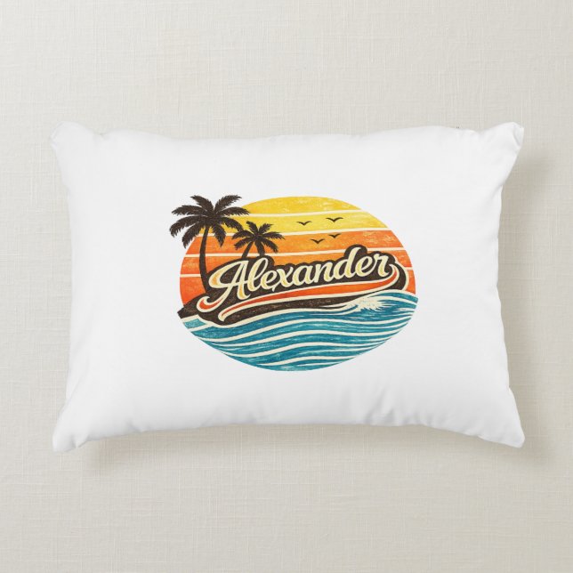 Alexander Retro Sunset Name Design Dekokissen (Vorderseite)