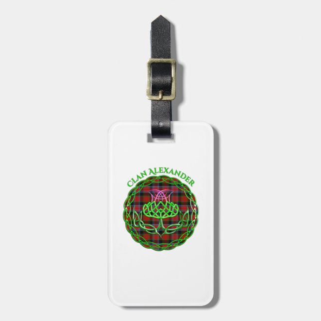 Alexander Scottish Tartan Celtic Thistle Gepäckanhänger (Vorderseite vertikal)