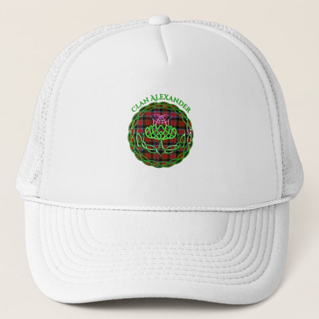 Alexander Scottish Tartan Celtic Thistle Truckerkappe (Vorderseite)