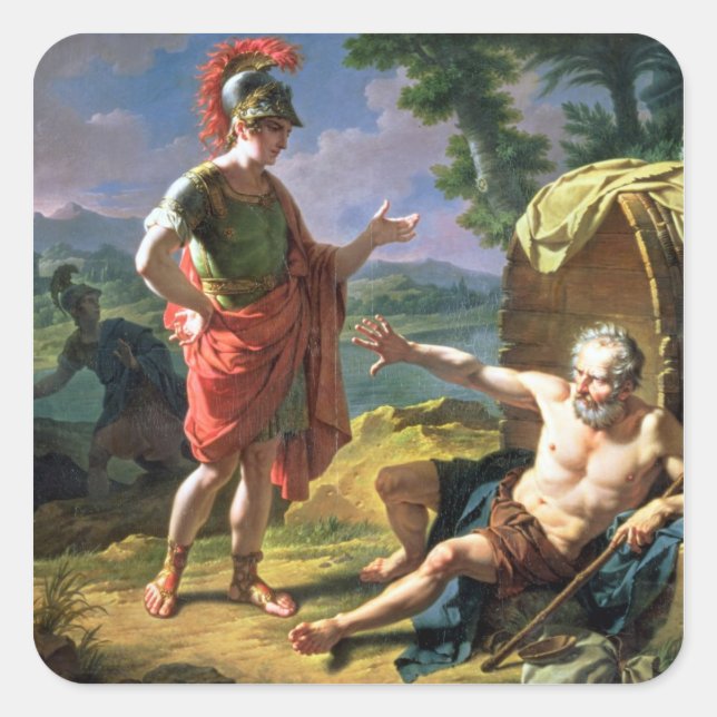 Alexander und Diogenes, 1818 (Öl auf Leinwand) Quadratischer Aufkleber (Vorderseite)
