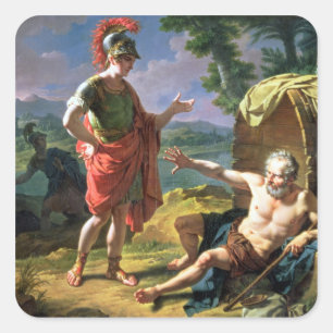 Alexander und Diogenes, 1818 (Öl auf Leinwand) Quadratischer Aufkleber