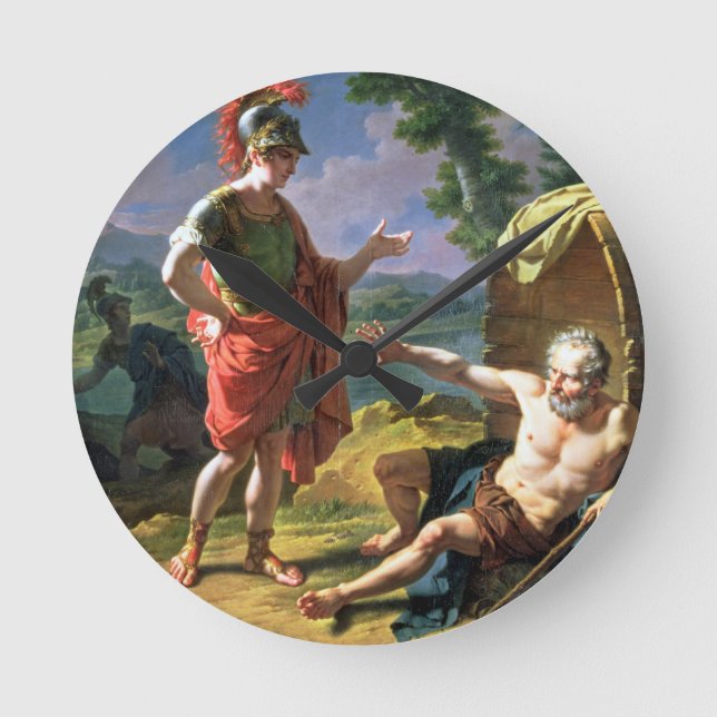 Alexander und Diogenes, 1818 (Öl auf Leinwand) Runde Wanduhr (Vorderseite)