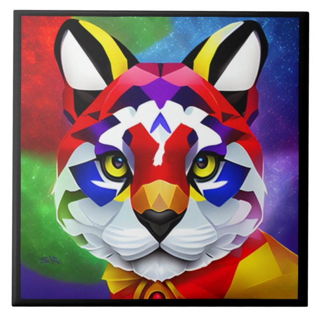 Alexander's Cat große schwarze Kachel (Vorderseite)